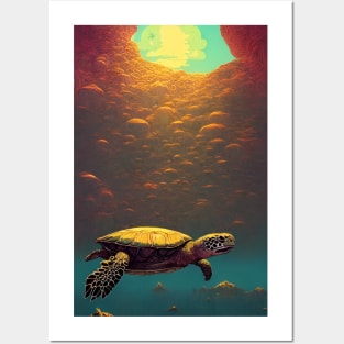 Sunlit Sea Cave Posters and Art